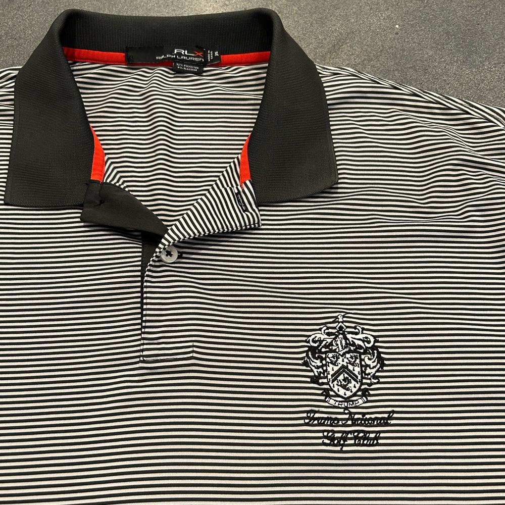 Trump National Golf Club RLX Ralph Lauren Polo Shirt Black/White Stripe Men’s XL